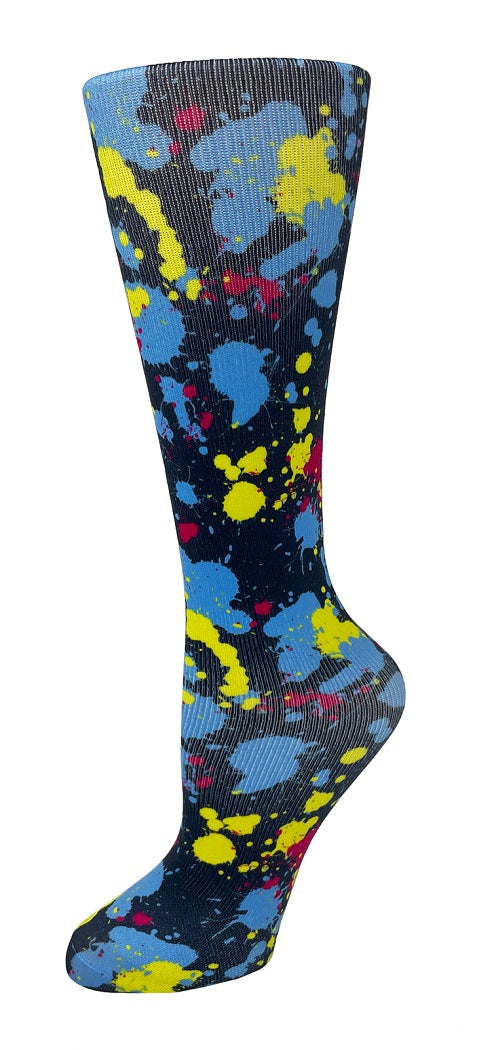 Cutieful Moderate Compression Socks 10-18 mmHg Knit in Print Patterns Paint Splatter at Parker's Clothing and Shoes.
