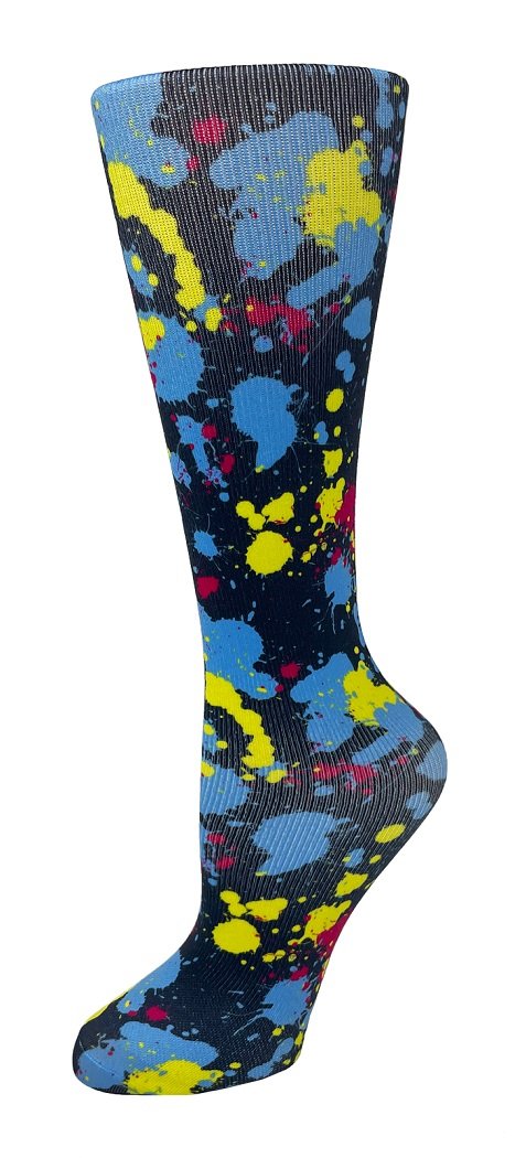 Cutieful Moderate Compression Socks 10-18 MMhg Wide Calf Knit Print Pattern Paint Splatter at Parker's Clothing and Shoes.