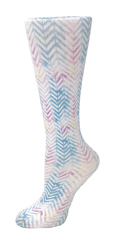 Cutieful Moderate Compression Socks 10-18 mmHg Knit in Print Patterns Pastel Chevron at Parker's Clothing and Shoes.