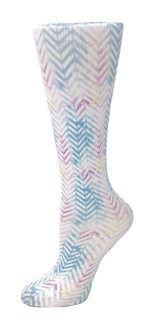 Cutieful Moderate Compression Socks 10-18 MMhg Wide Calf Knit Print Pattern Pastel Chevron at Parker's Clothing and Shoes.