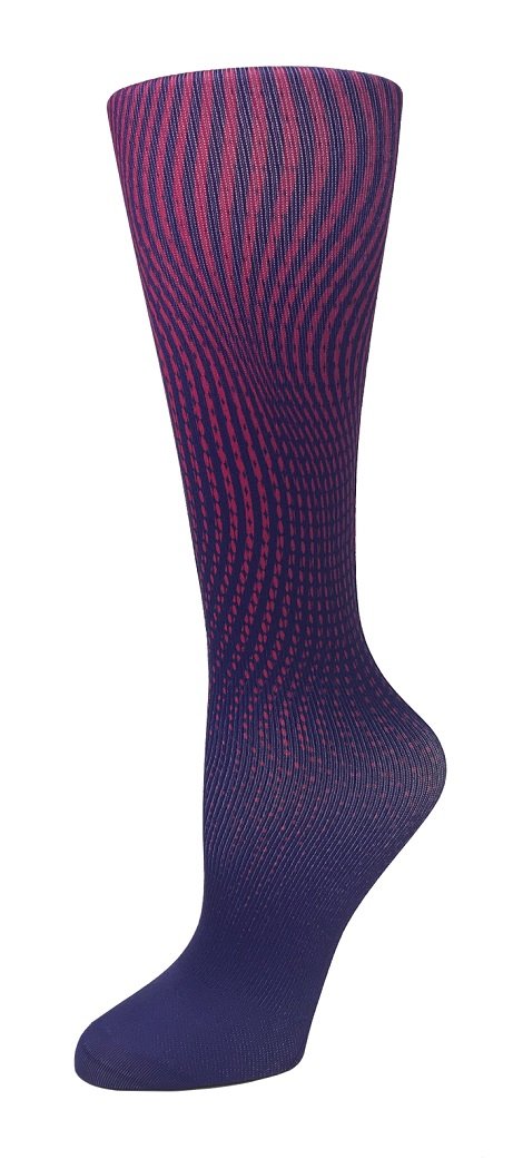 Cutieful Moderate Compression Socks 10-18 MMhg Wide Calf Knit Print Pattern Purple Ombre at Parker's Clothing and Shoes.