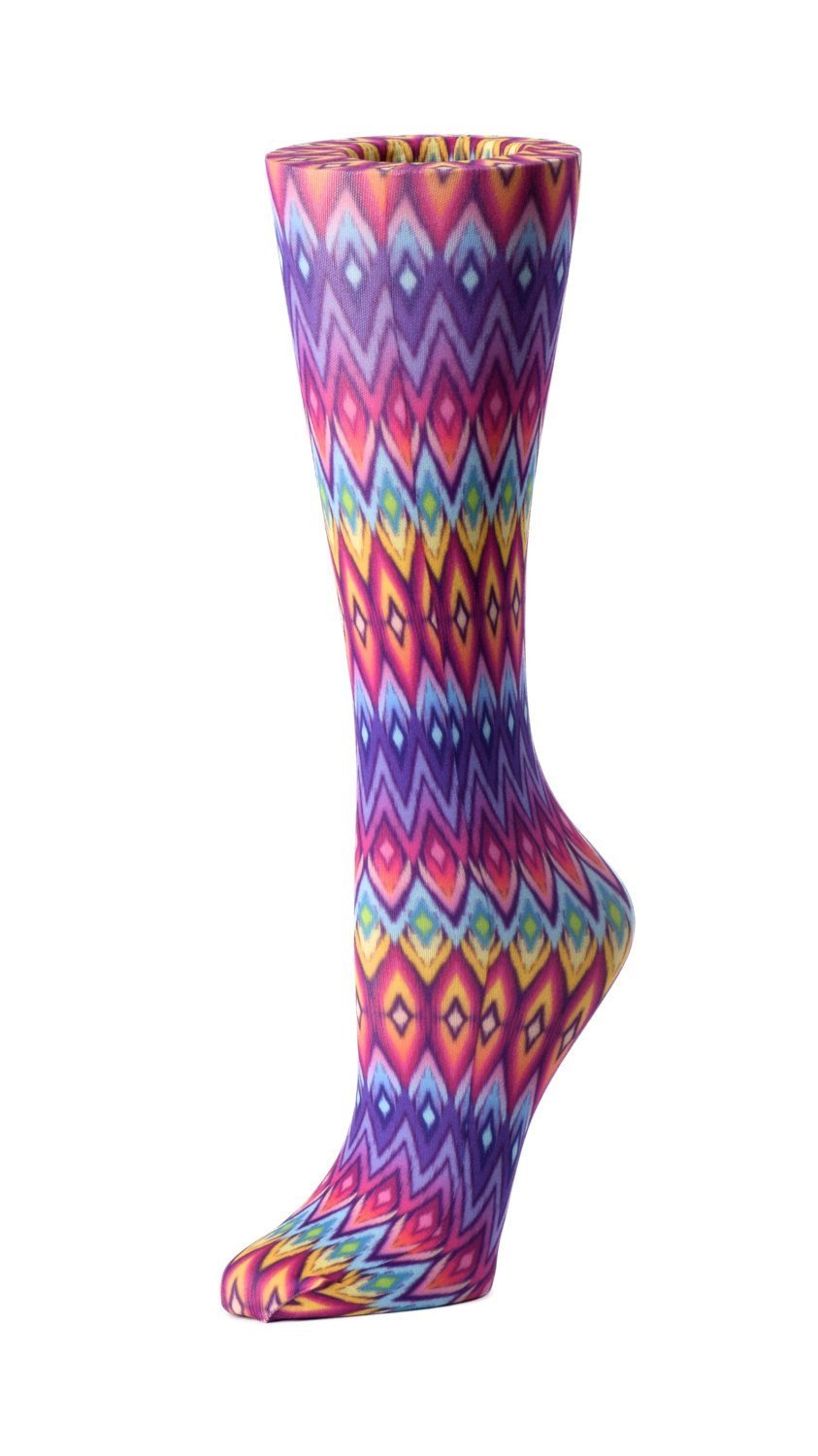 Cutieful Moderate Compression Socks 10-18 MMhg Wide Calf Knit Print Pattern Rainbow Diamond at Parker's Clothing and Shoes.