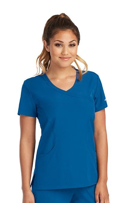 Skechers by Barco Scrub Top Reliance Mock Wrap in New Royal at Parker's Clothing and Shoes.