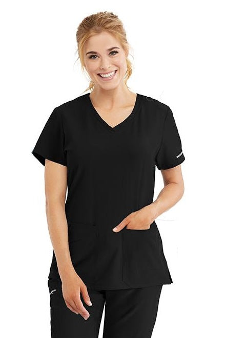 Skechers by Barco Scrub Top Focus V-Neck in Black at Parker's Clothing and Shoes.