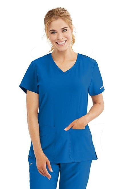 Skechers by Barco Scrub Top Focus V-Neck in New Royal at Parker's Clothing and Shoes.