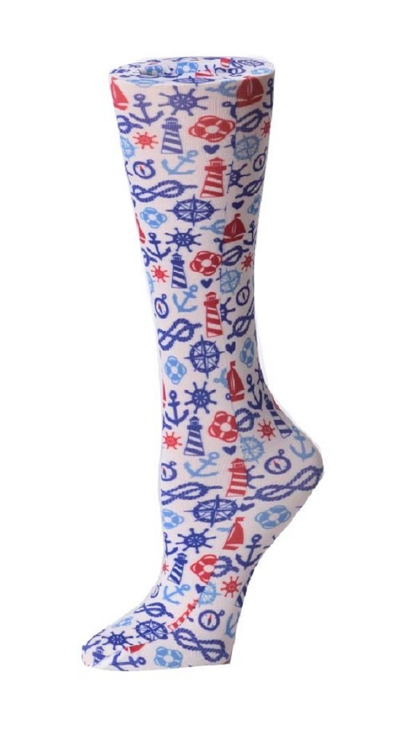 Cutieful Moderate Compression Socks 10-18 mmHg Knit in Print Patterns Seabound at Parker's Clothing and Shoes.