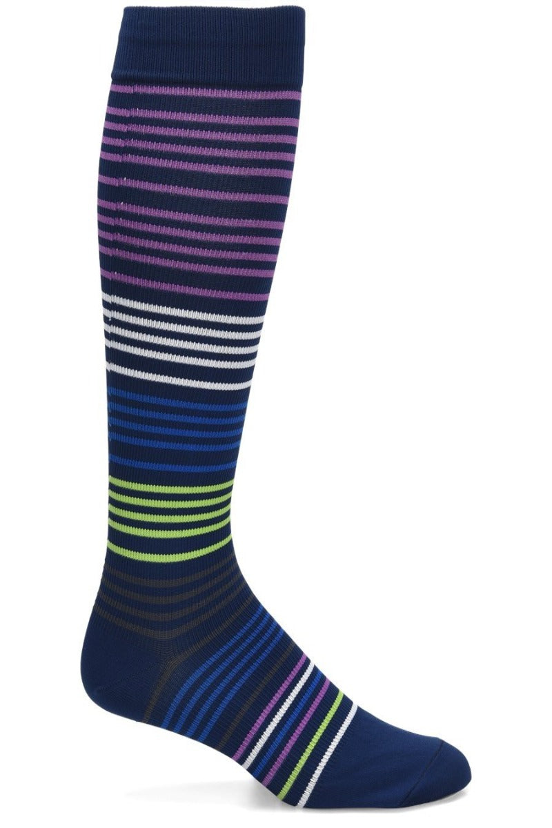 Nurse Mates Mens Mild Compression Socks 12-14 mmHg in Navy Multi Stripe at Parker's Clothing and Shoes.