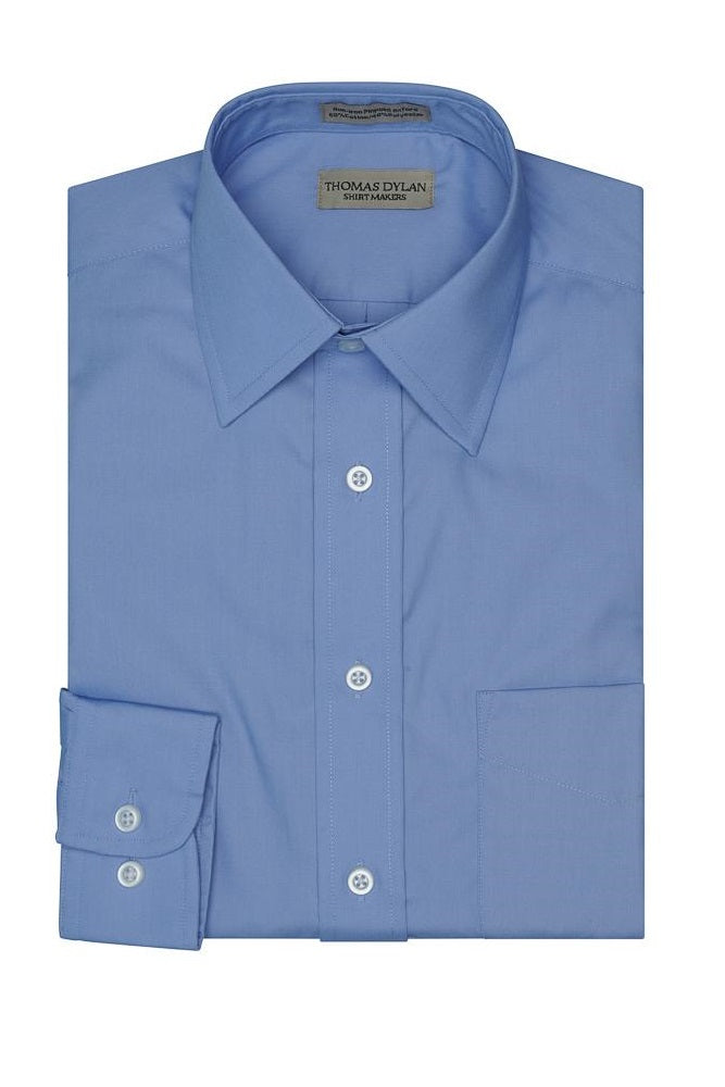 Thomas Dylan Dress Shirt Strechtech Spread Collar in Blue at Parker's Clothing and Shoes.
