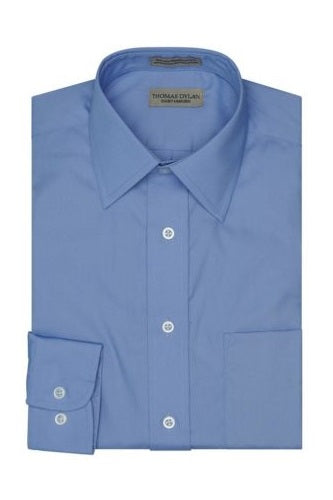 Thomas Dylan Spread Collar Dress Shirt Fitted in Blue at Parker's Clothing and Shoes.