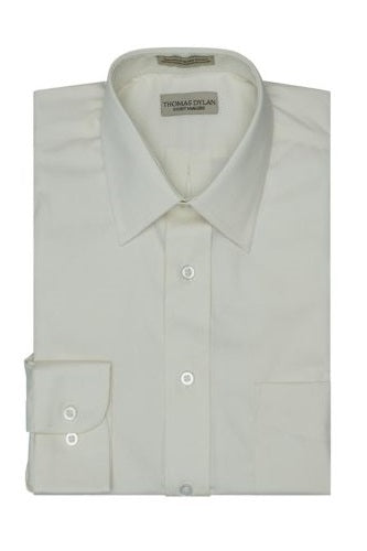 Thomas Dylan Dress Shirt Spread Collar in Ecru at Parker's Clothing and Shoes.