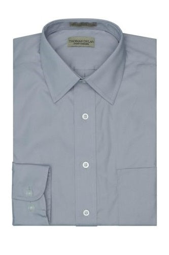 Thomas Dylan Dress Shirt Strechtech Spread Collar in Silver Grey at Parker's Clothing and Shoes.