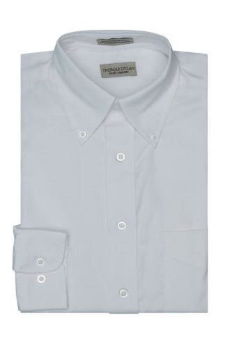 Thomas Dylan Dress Shirt Strechtech Button Down Collar in White at Parker's Clothing and Shoes.
