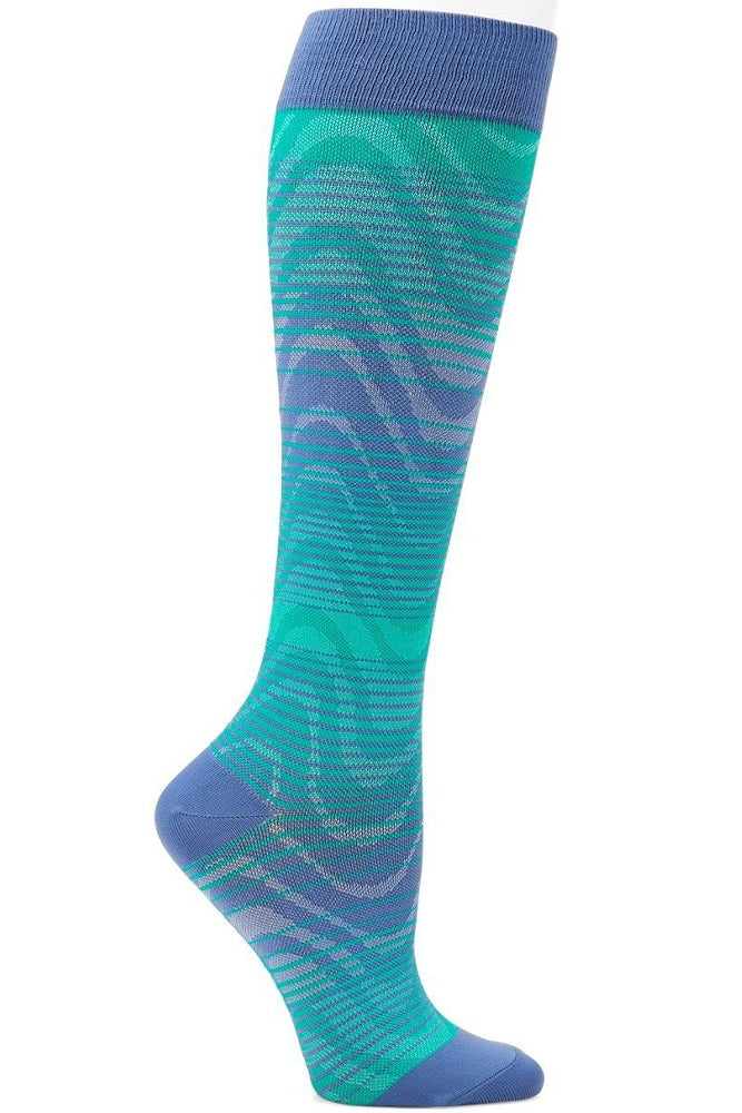 Nurse Mates Moderate Compression Socks Active 15-20 mmHg Turquoise Wave at Parker's Clothing and Shoes.