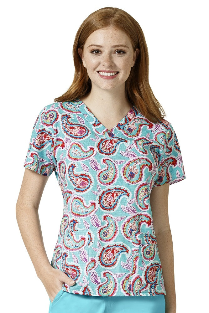 Vera Bradley Print Scrub Top V-neck in pattern Dream Paisley Hawaiian at Parker's Clothing and Shoes.