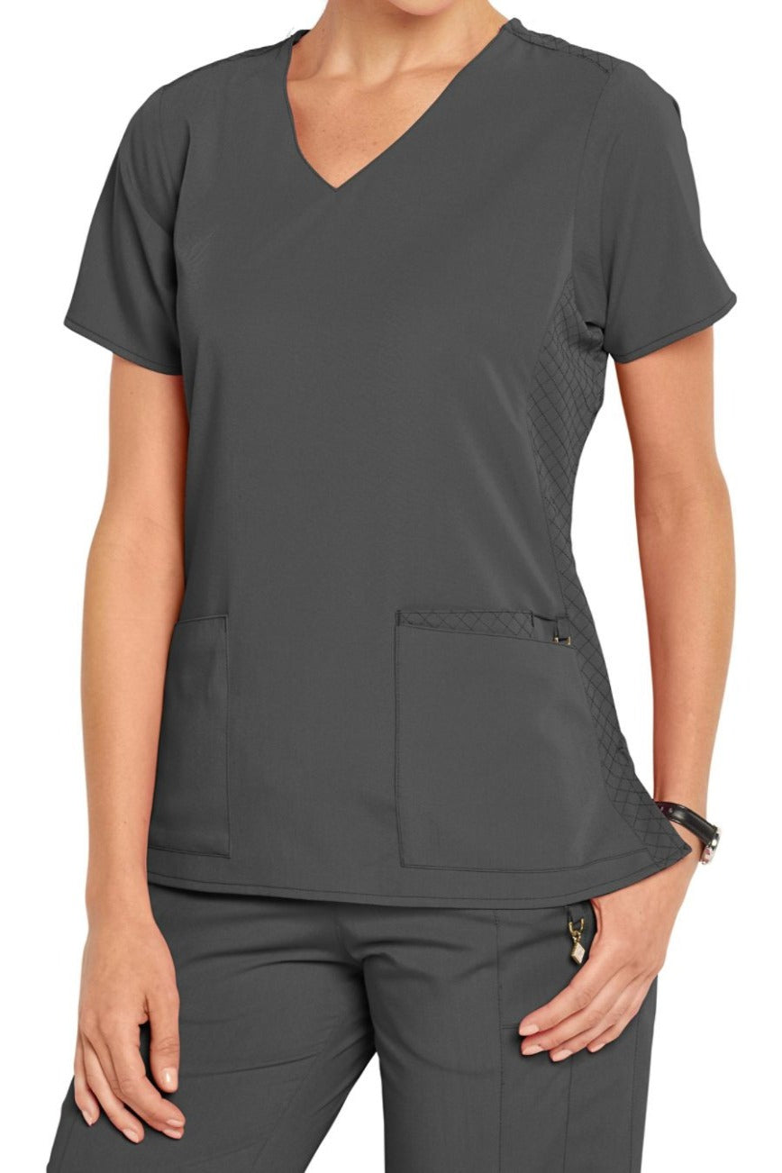 Vera Bradley Scrub Top Halo Nettie V-neck in Pewter at Parker's Clothing and Shoes.