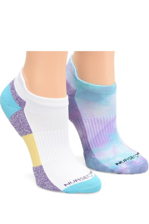 Nurse Mates Compression Socks Anklet 12-14 mmHg 2 Pair/Pack in Violet Mist Tie Dye at Parker's Clothing and Shoes.
