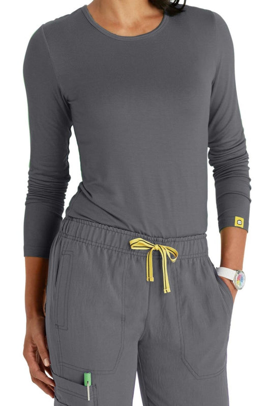 WonderWink Scrub Tee Silky Long Sleeve in Pewter at Parker's Clothing & Scrubs