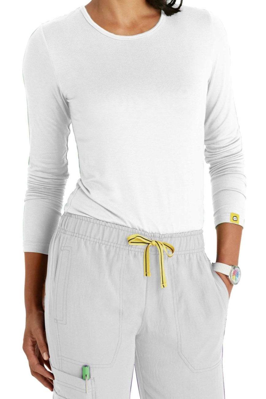 WonderWink Scrub Tee Silky Long Sleeve in White at Parker's Clothing and Shoes