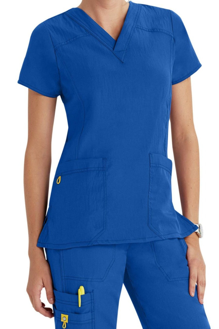 WonderWink Scrub Top Four-Stretch Sporty V-Neck in Royal at Parker's Clothing and Shoes.