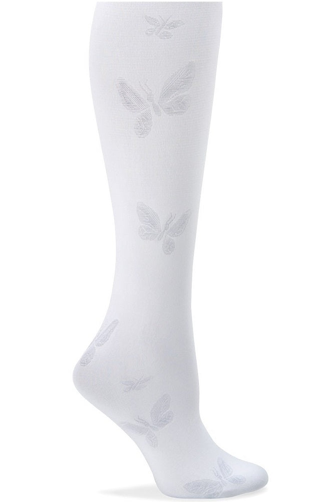 Nurse Mates butterfly texture 11 mmHg mild compression socks in White at Parker's Clothing and Shoes.