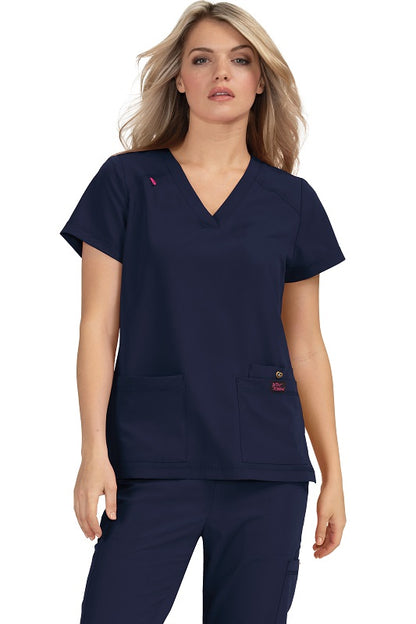 Betsey Johnson Scrub Top Freesia in Navy blue.