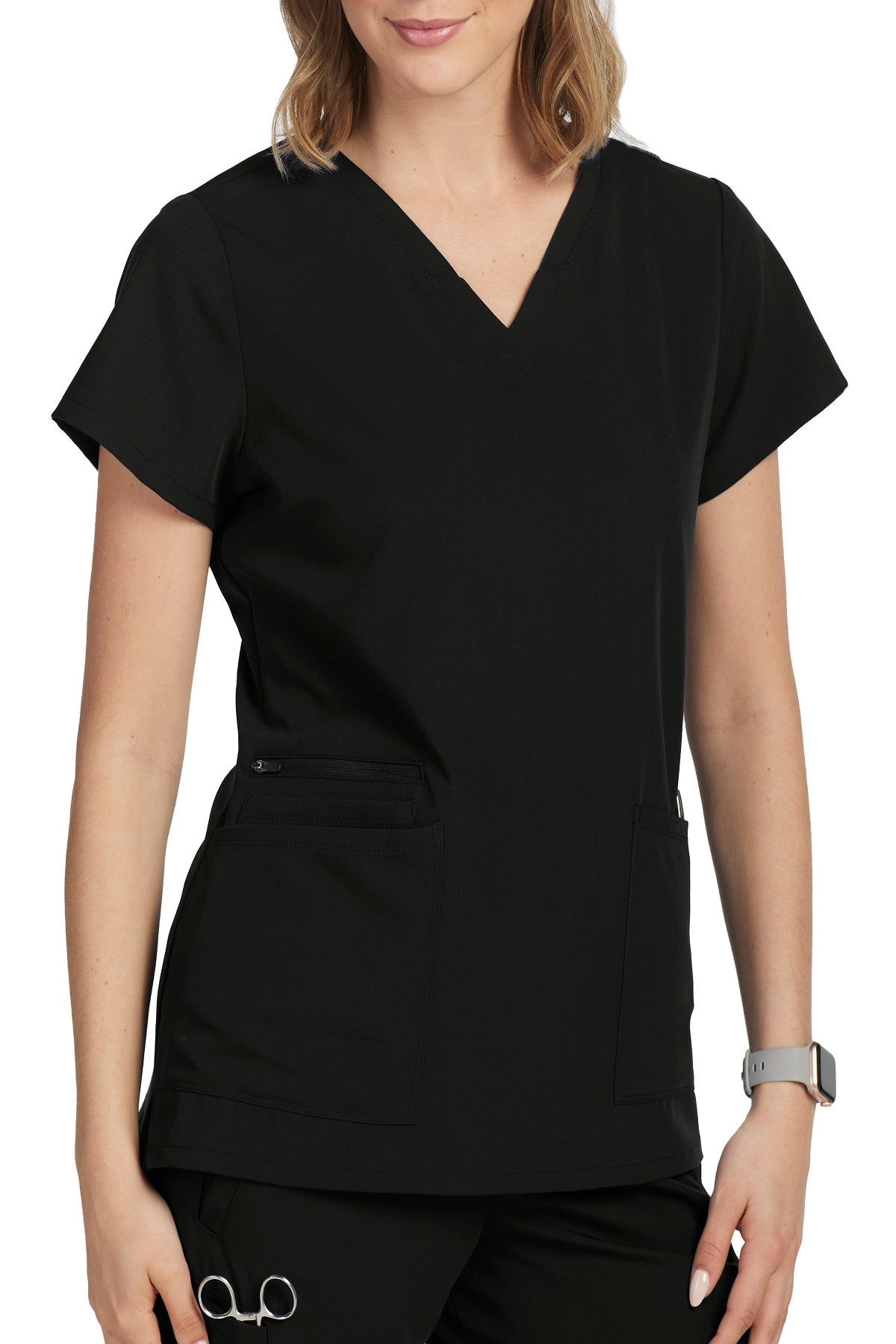 Barco Unify Scrub Top Purpose V-Neck in Black at Parker's Clothing and Shoes.