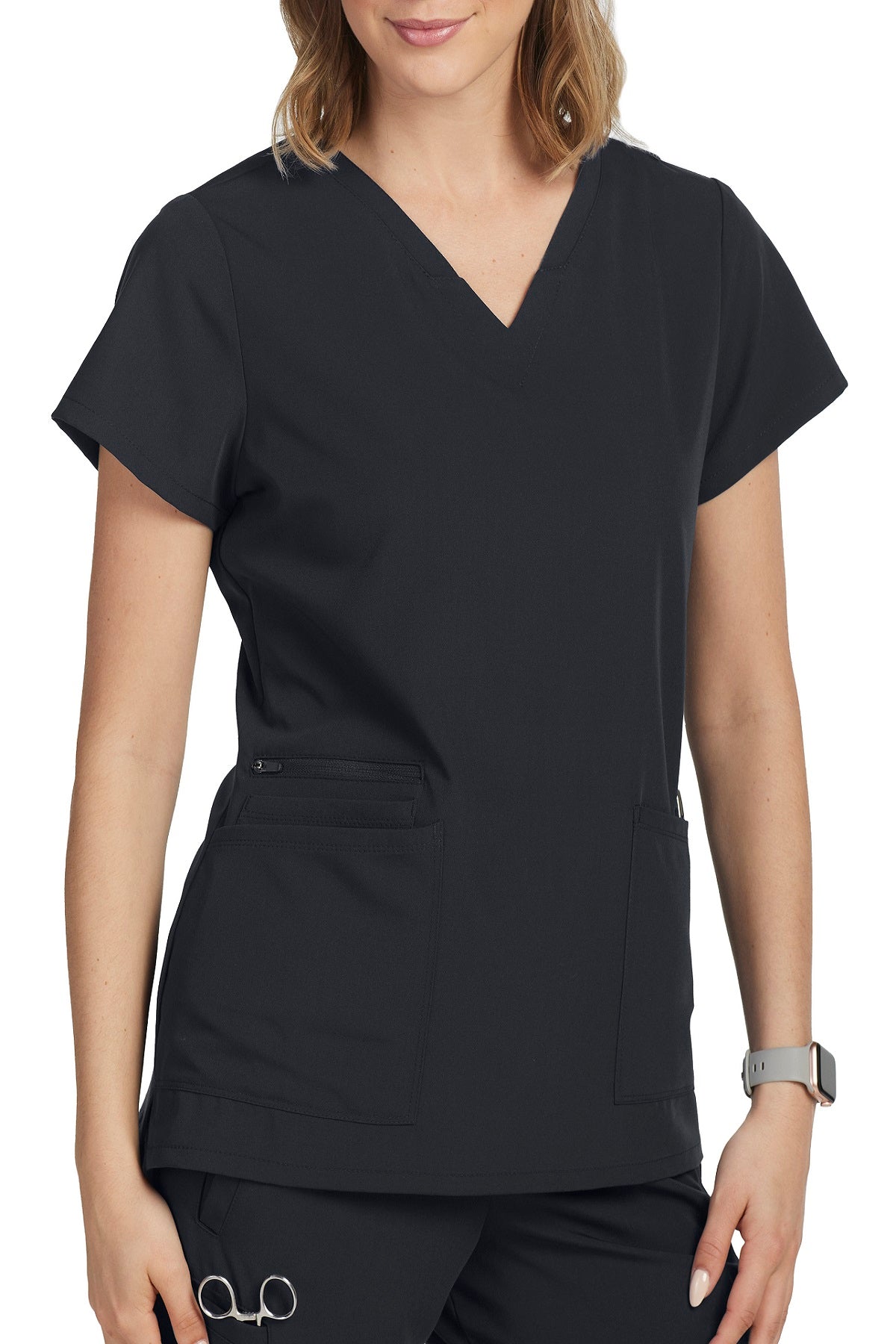 Barco Unify Scrub Top Purpose V-Neck in Steel at Parker's Clothing and Shoes.