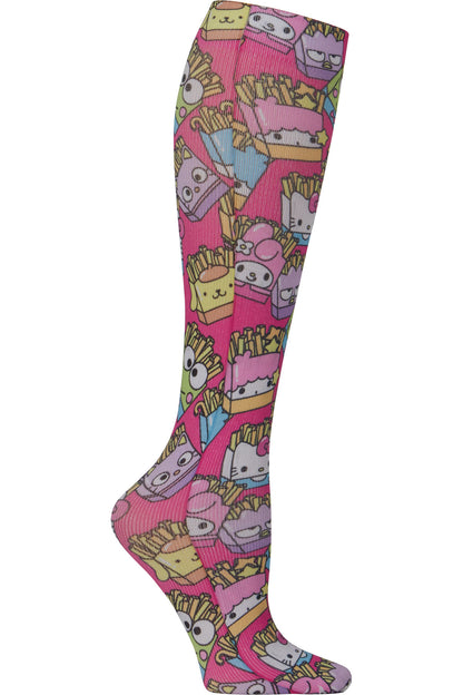 Cherokee Mild Compression Socks Comfort Support 8-15 mmHg in Friendship Fries Pattern