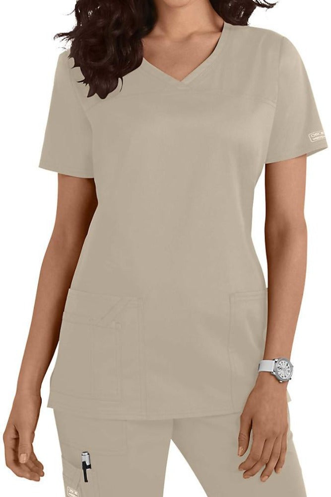 Cherokee Scrub Top Core Stretch V Neck 4727 in Khaki