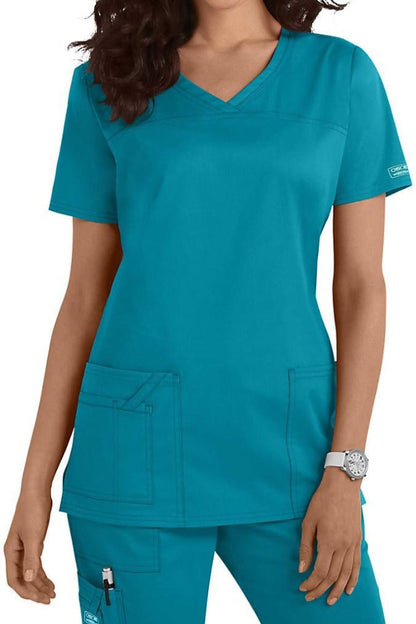 Cherokee Scrub Top Core Stretch V Neck 4727 in Teal Blue