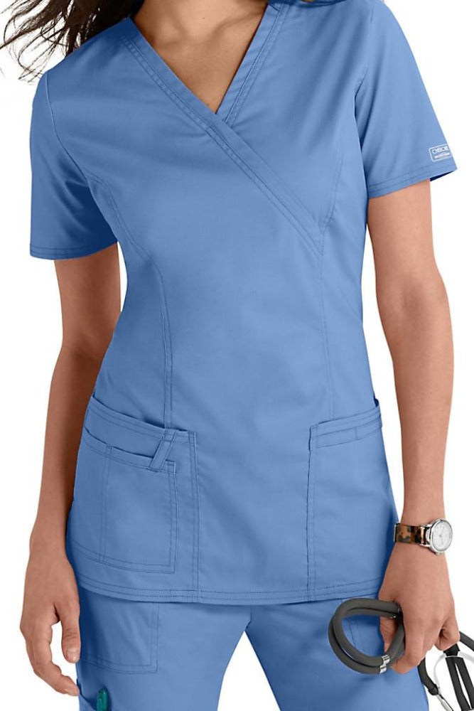 Cherokee Scrub Top Core Stretch Mock Wrap 4728 in Ceil blue