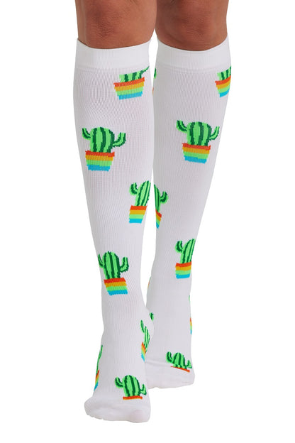 Cherokee Print Support Mild Compression Socks 8-12 mmHg Blooming Cactus