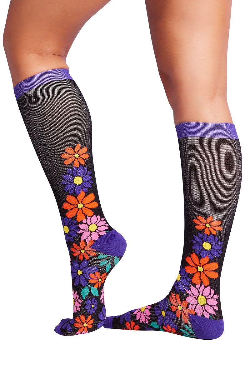 Cherokee Print Support Mild Compression Socks 8-12 mmHg in pattern Floral Edge