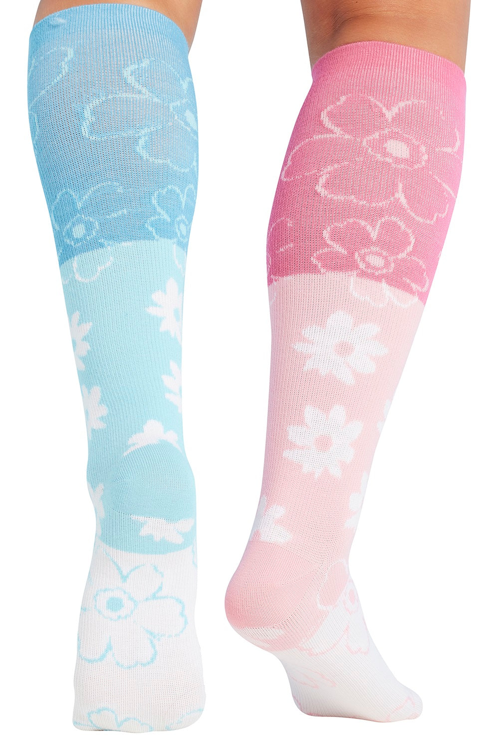 Cherokee Print Support Mild Compression Socks 8-12 mmHg Floral 2 pair pack