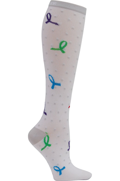 Cherokee Plus Size Print Support Mild Compression Socks Wide Calf 8-12 mmHg Dots and Ribbons