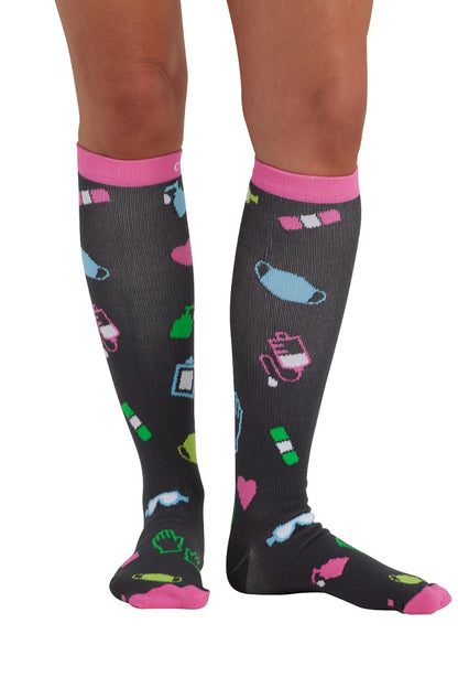 Cherokee Plus Print Support Mild Compression Socks Wide Calf 8-12 mmHg in pattern Scrub Life
