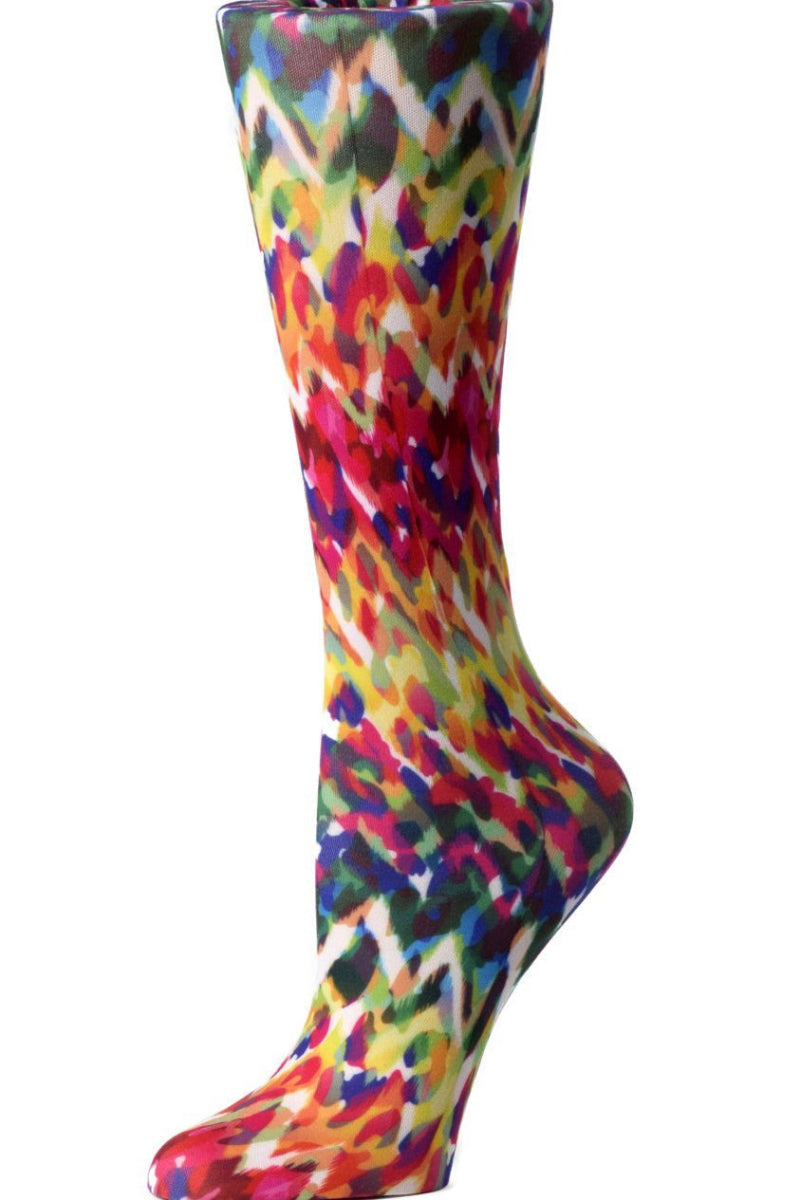Women's knee-high compression socks in Animal Fire print - Cutieful 10-18 mmHg moderate graduated compression for nurses and healthcare workers.