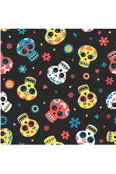 Women's knee-high wide calf compression socks in Sugar Skulls print - Cutieful 10-18 mmHg moderate graduated compression for nurses and healthcare workers.