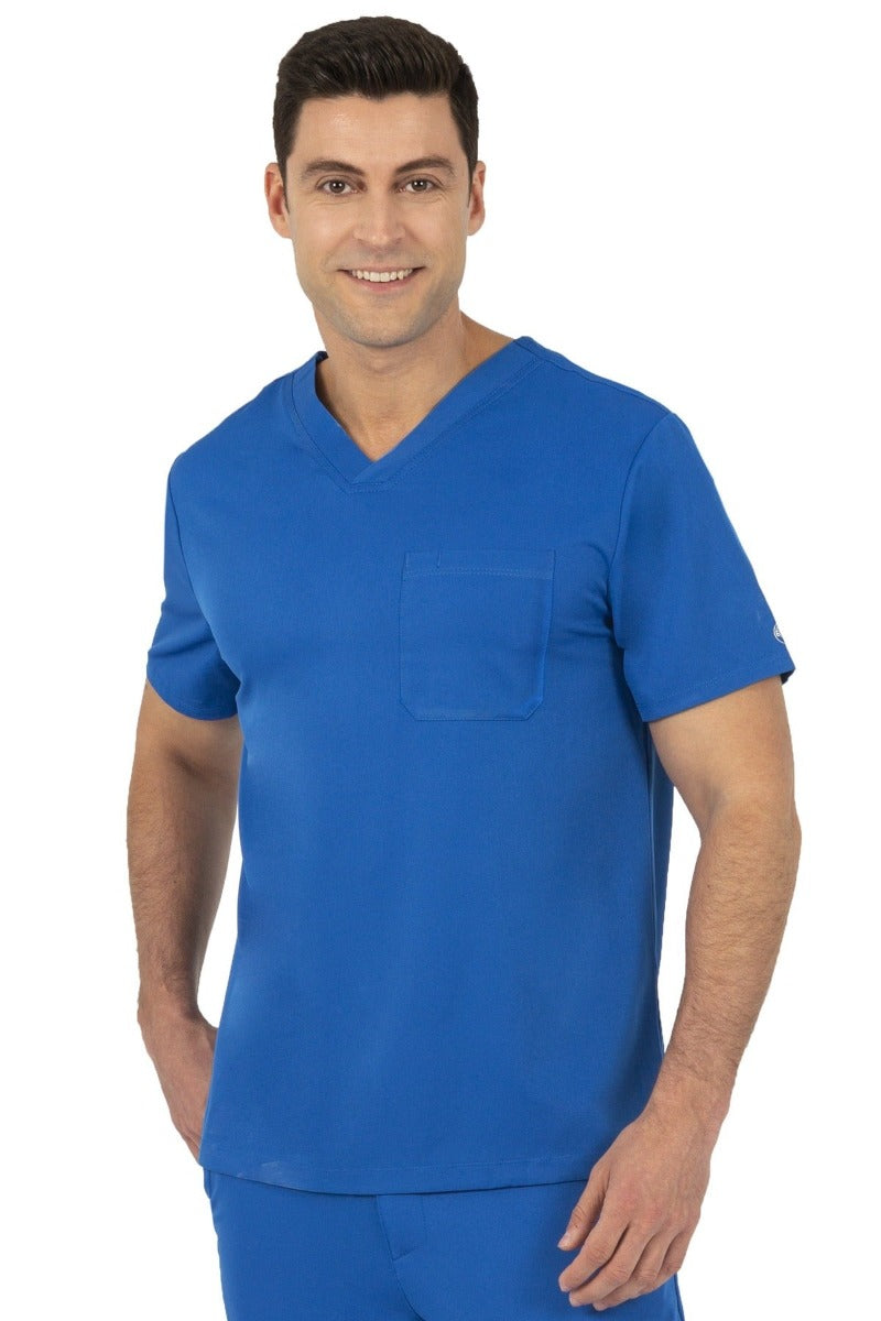 Royal blue Healing Hands Mason v-neck scrub top for healthcare professionals.