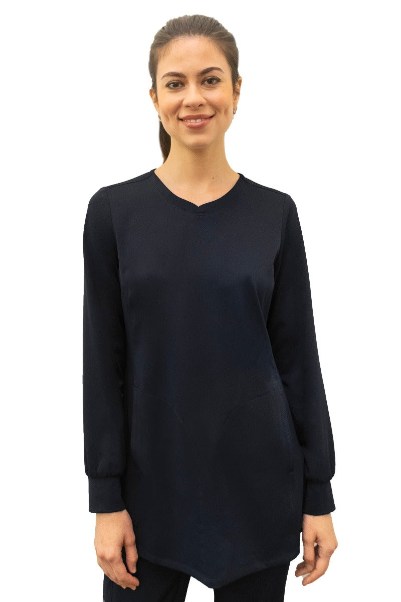 Healing Hands HH Works 4001 Fatima Long sleeve Scrub Top in Black.