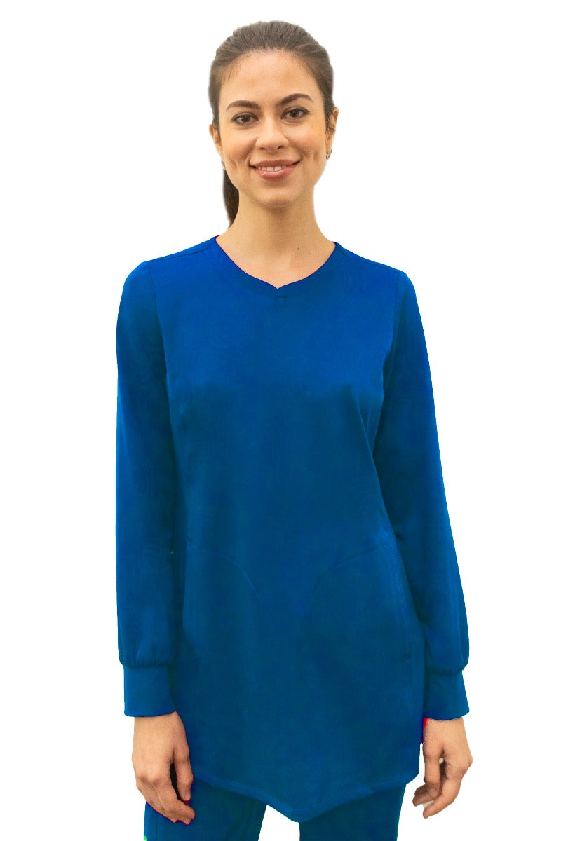Healing Hands HH Works 4001 Fatima Long Sleeve Scrub Top in Royal Blue.