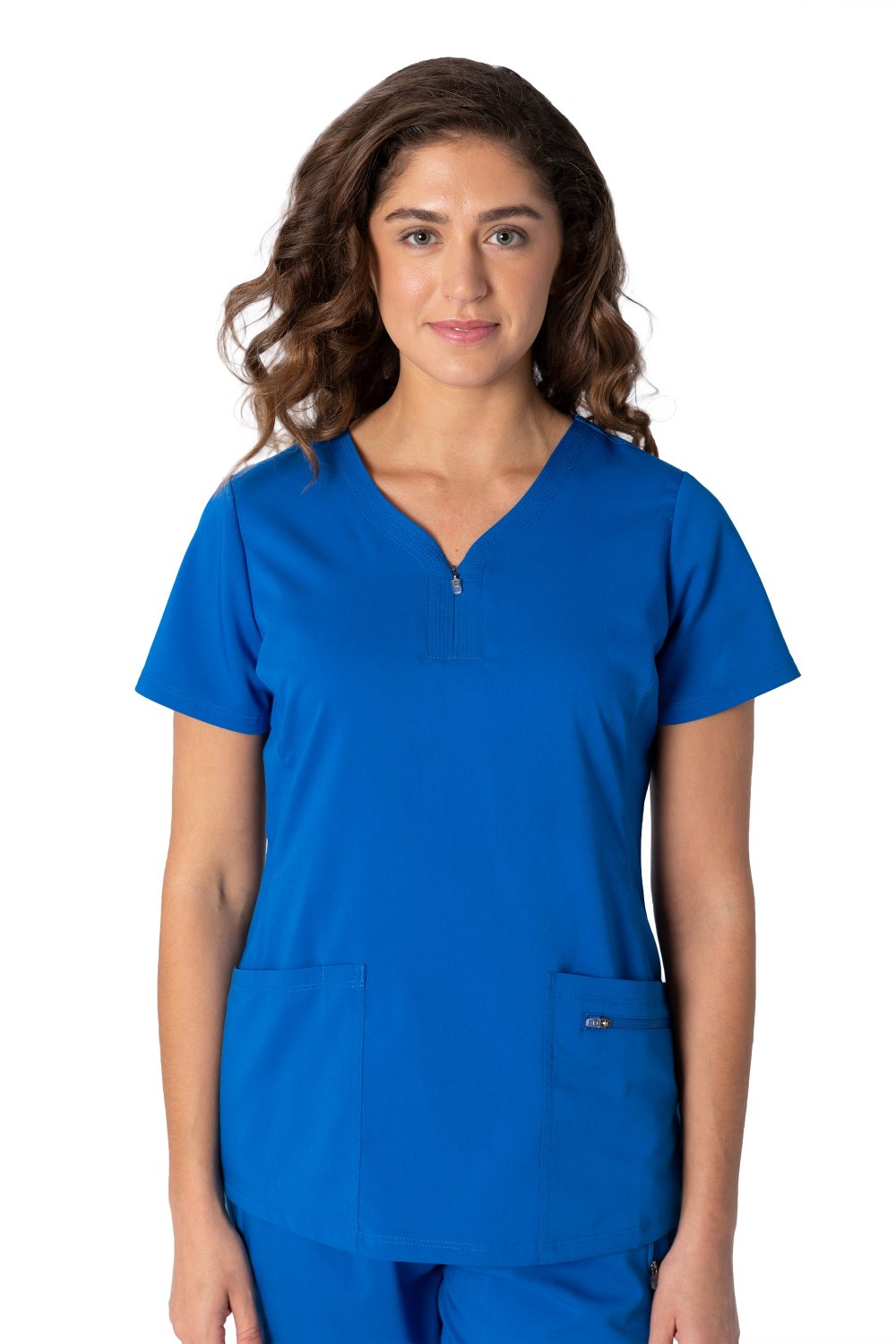 Healing Hands Purple Label 2341 Jeni Women's Scrub Top in royal Blue — poly-rayon-spandex blend, 3 pockets, sizes XS–2XL.