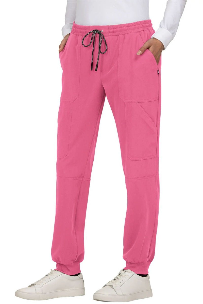  Koi 740 Good Vibe Jogger scrub pants in Rose pink - stylish medical joggers for healthcare professionals.