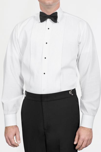 Tuxedo Shirt with Pleated Front in White at Parker's Clothing and Shoes.