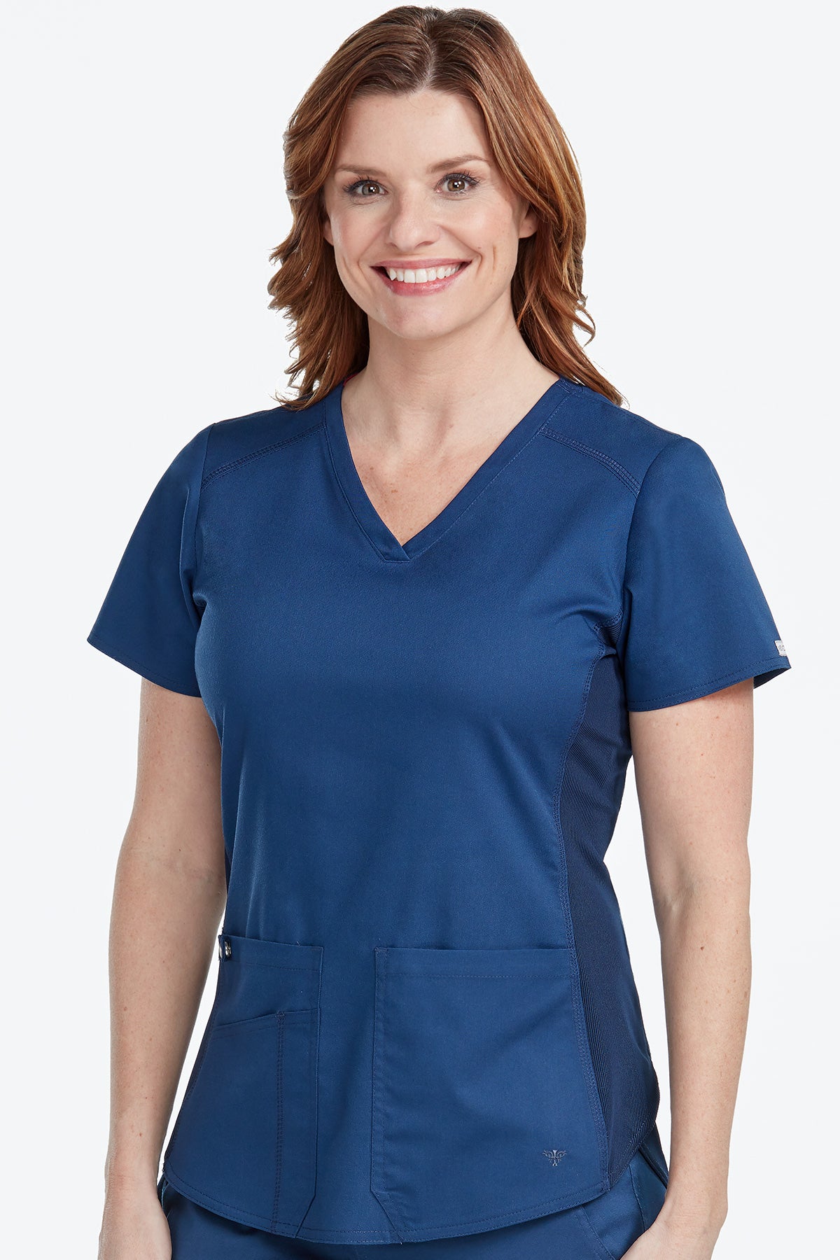 Med Couture Scrub Top Touch Shirttail V-Neck in Navy at Parker's Clothing & Scrubs.