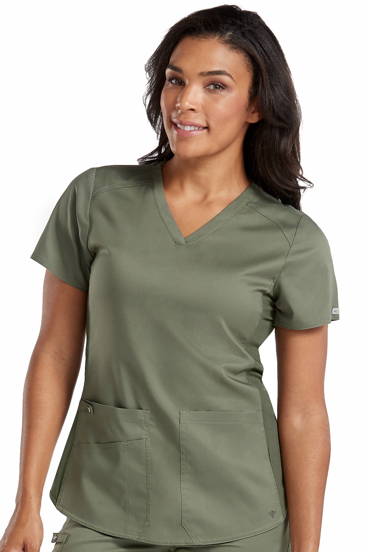 Med Couture Scrub Top Touch Shirttail V-Neck in Olive at Parker's Clothing & Scrubs.