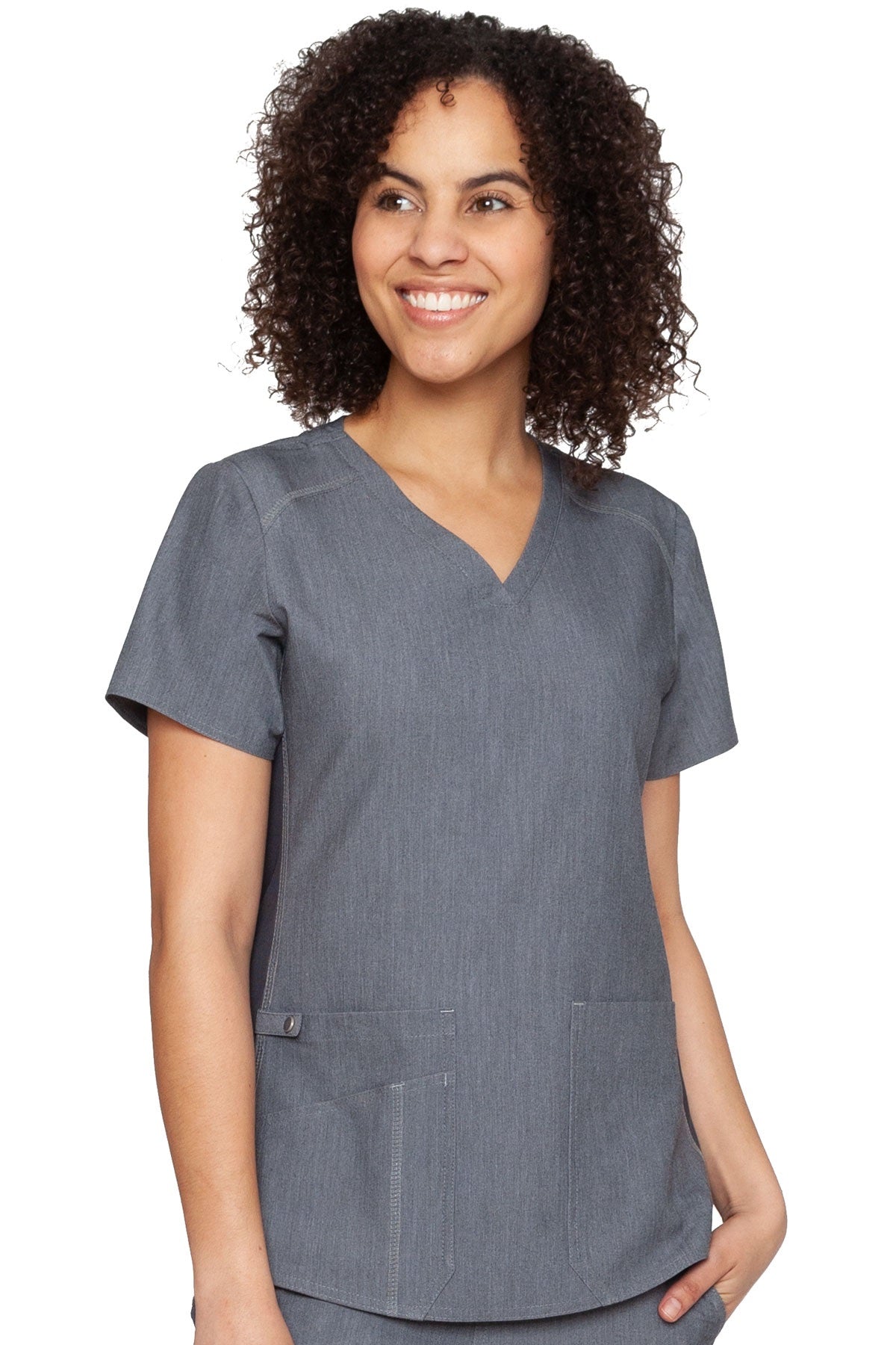 Med Couture Scrub Top Touch Shirttail V-Neck in Slate at Parker's Clothing & Scrubs.