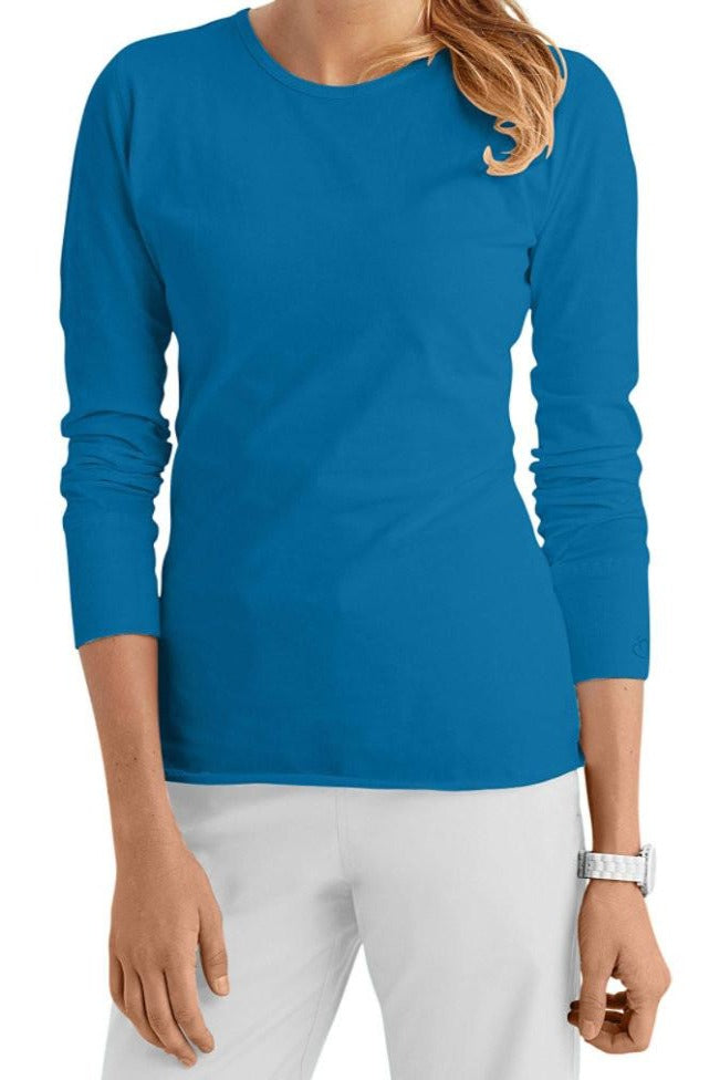 Med Couture Peaches Long Sleeve Tee in Pacific Blue.