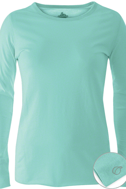 Med Couture Peaches Long Sleeve Tee in Robin Egg.