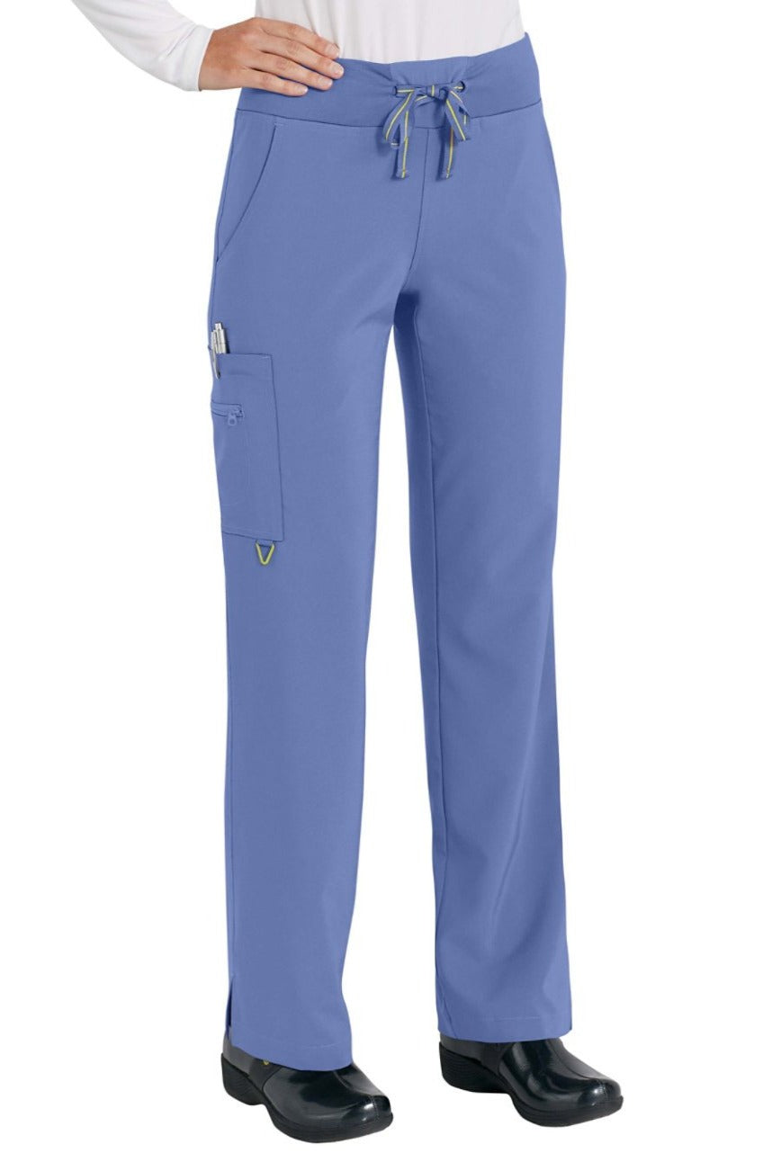 Med Couture Scrub Pant in Activate Yoga Pant in Ceil blue at Parker's Clothing & Scrubs.